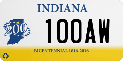 IN license plate 100AW