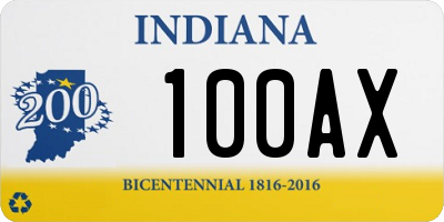 IN license plate 100AX