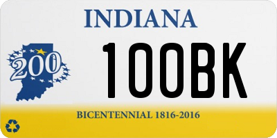 IN license plate 100BK