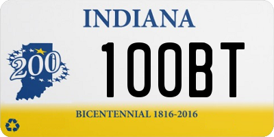 IN license plate 100BT