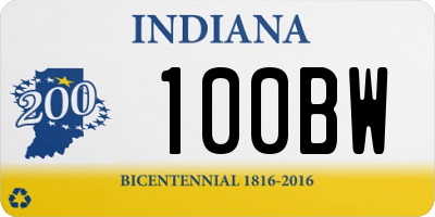 IN license plate 100BW