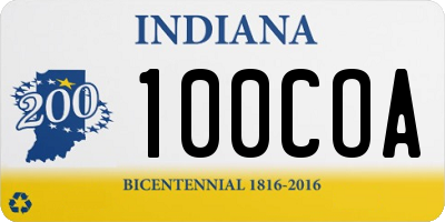 IN license plate 100COA