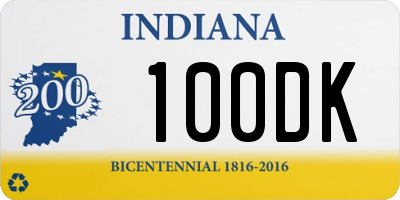 IN license plate 100DK