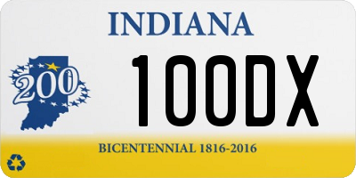 IN license plate 100DX