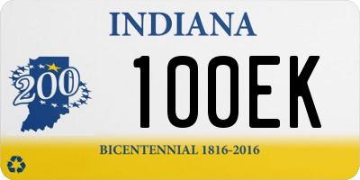 IN license plate 100EK