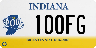 IN license plate 100FG