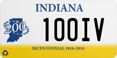 IN license plate 100IV