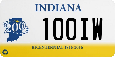 IN license plate 100IW