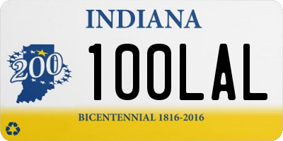 IN license plate 100LAL