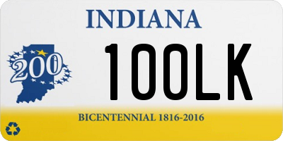 IN license plate 100LK