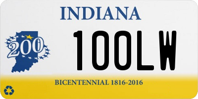 IN license plate 100LW