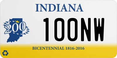 IN license plate 100NW