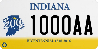 IN license plate 100OAA