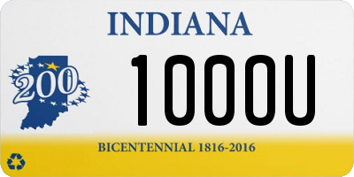 IN license plate 100OU
