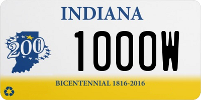 IN license plate 100OW