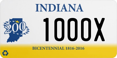 IN license plate 100OX