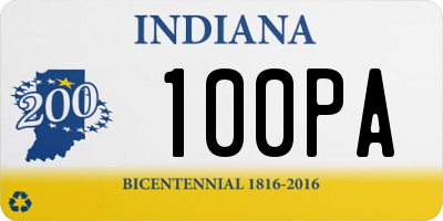 IN license plate 100PA