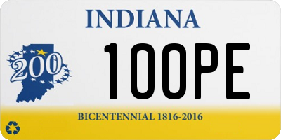 IN license plate 100PE