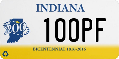 IN license plate 100PF