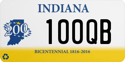 IN license plate 100QB