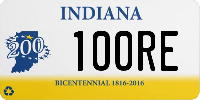 IN license plate 100RE
