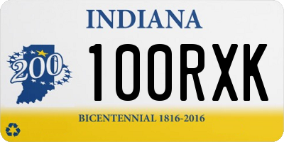 IN license plate 100RXK