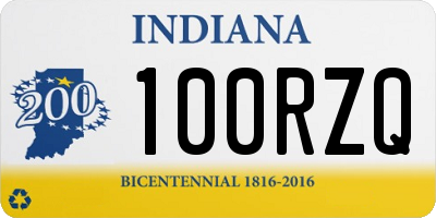 IN license plate 100RZQ
