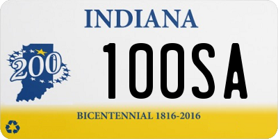 IN license plate 100SA