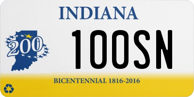 IN license plate 100SN