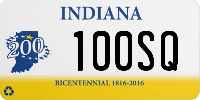 IN license plate 100SQ