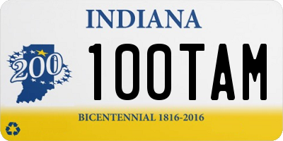 IN license plate 100TAM
