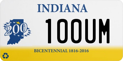 IN license plate 100UM