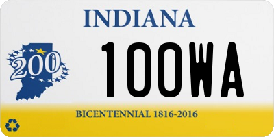 IN license plate 100WA