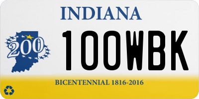 IN license plate 100WBK