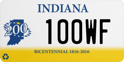 IN license plate 100WF