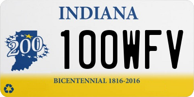 IN license plate 100WFV