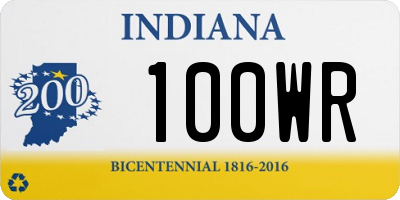 IN license plate 100WR