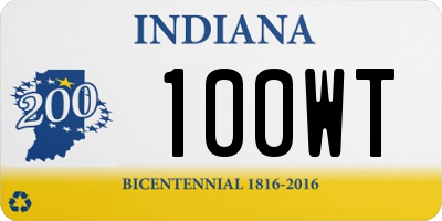 IN license plate 100WT