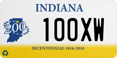 IN license plate 100XW