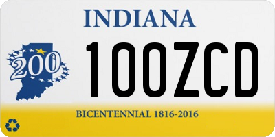 IN license plate 100ZCD
