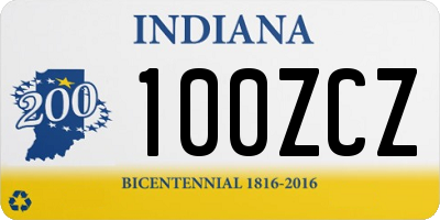 IN license plate 100ZCZ
