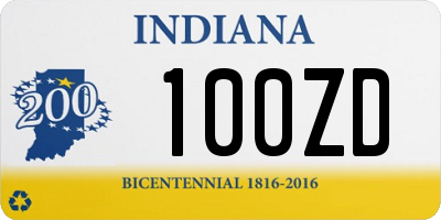 IN license plate 100ZD