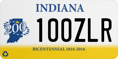 IN license plate 100ZLR