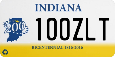 IN license plate 100ZLT