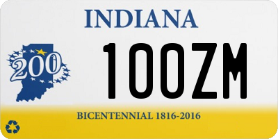 IN license plate 100ZM