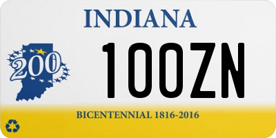 IN license plate 100ZN