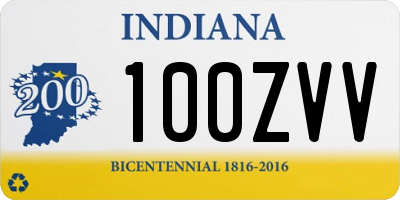 IN license plate 100ZVV