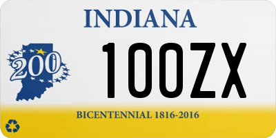 IN license plate 100ZX