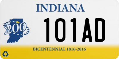 IN license plate 101AD