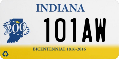 IN license plate 101AW